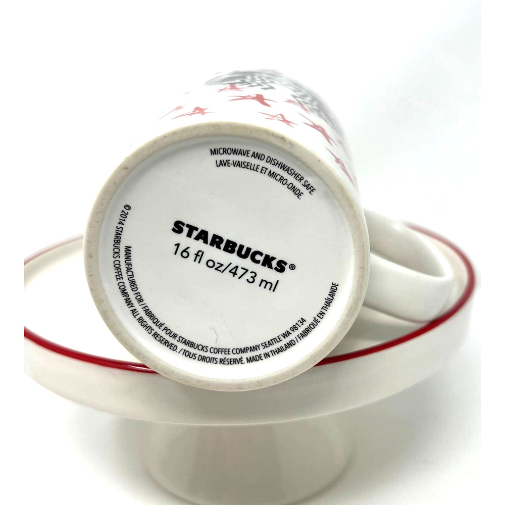 Starbucks Tall Red Star Black‎ Siren Mermaid Logo Coffee Cup Mug 16 oz 2014 - Picture 7 of 7